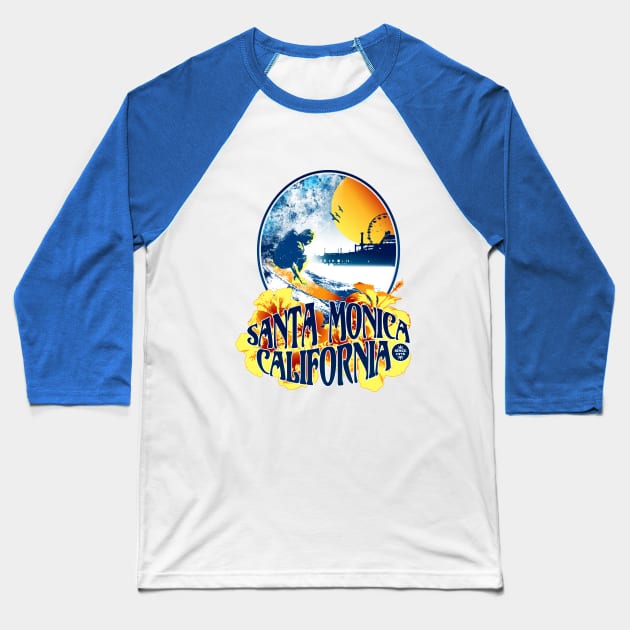 Santa Monica California Baseball T-Shirt by Smiley Mike & Layla